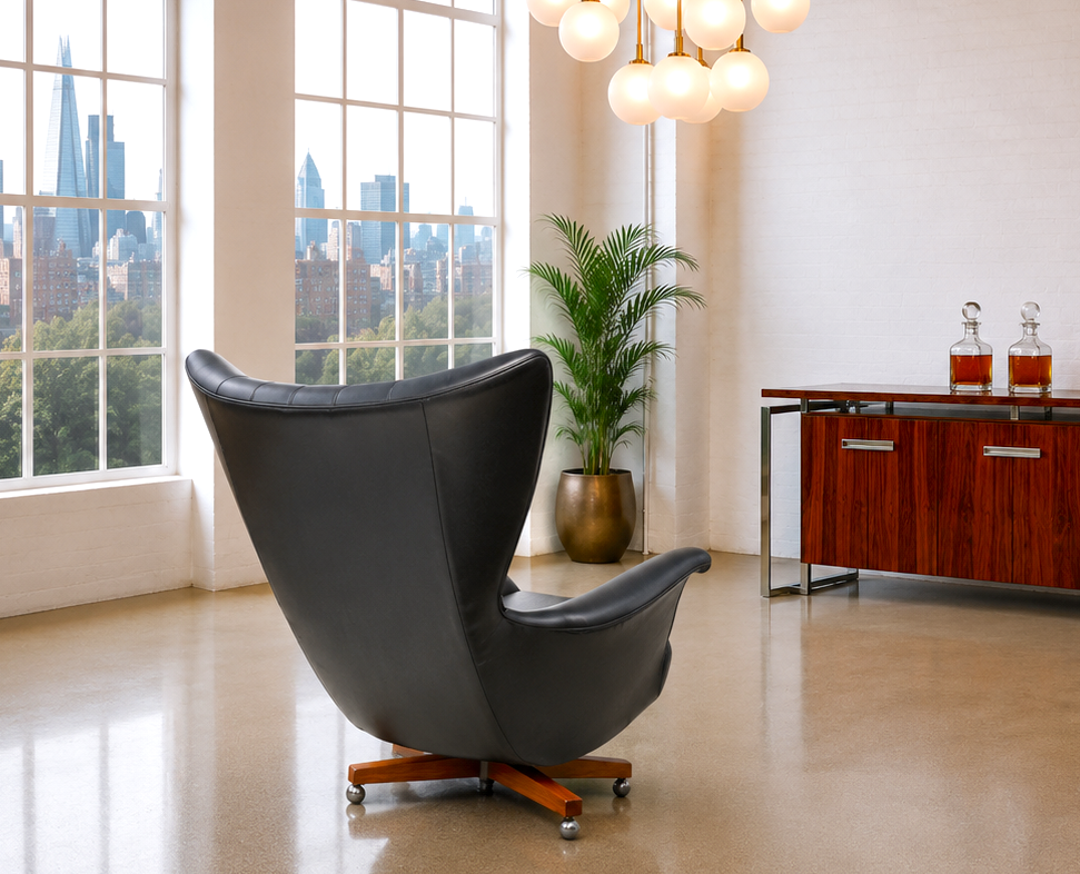 An Original Vintage G Plan 6250 “Blofeld” Swivel Armchair with Matching Footstool 6251 Iconic James Bond Chair
