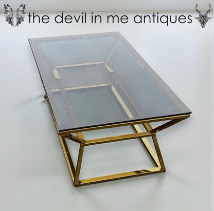 Hollywood Regency 70’s Vintage Smoked Glass Coffee Table in Style of Romeo Rega