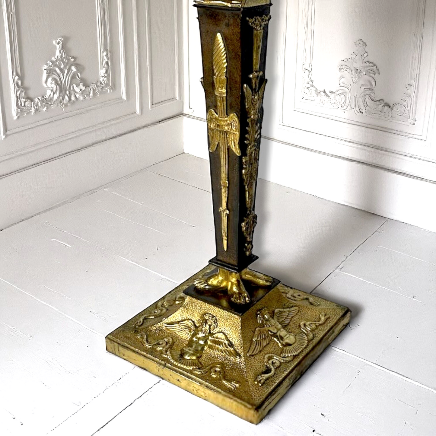 Antique Rare Russian Empire Ormolu & Patinated Bronze Candlestick ,c1810