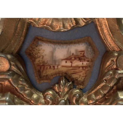 Pair of Antique French Ormolu & Porcelain Candlesticks Hand-Painted Landscape Panels – Rococo Revival, c. 1880–1900