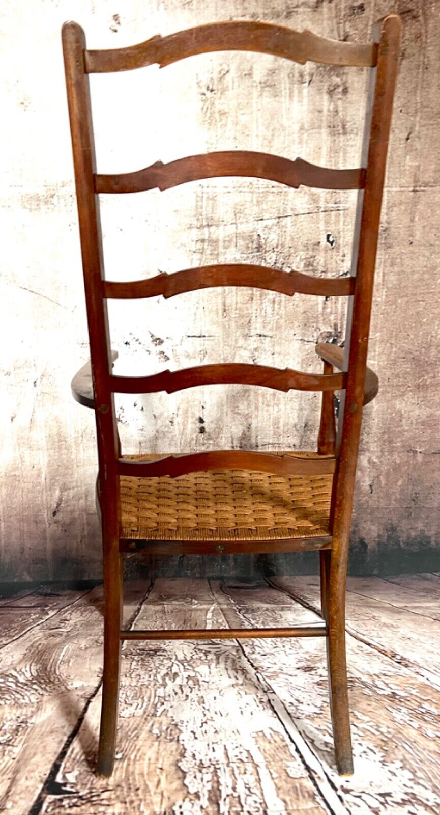 Arts & crafts oak ladder back chair c1890.