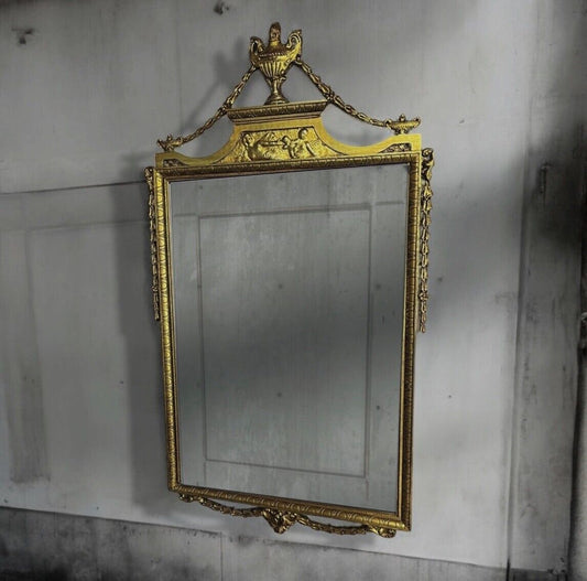 Large Antique Regency Adams Style Gilt Decorative Bevelled Mirror