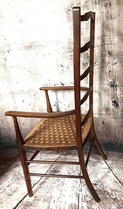 Arts & crafts oak ladder back chair c1890.