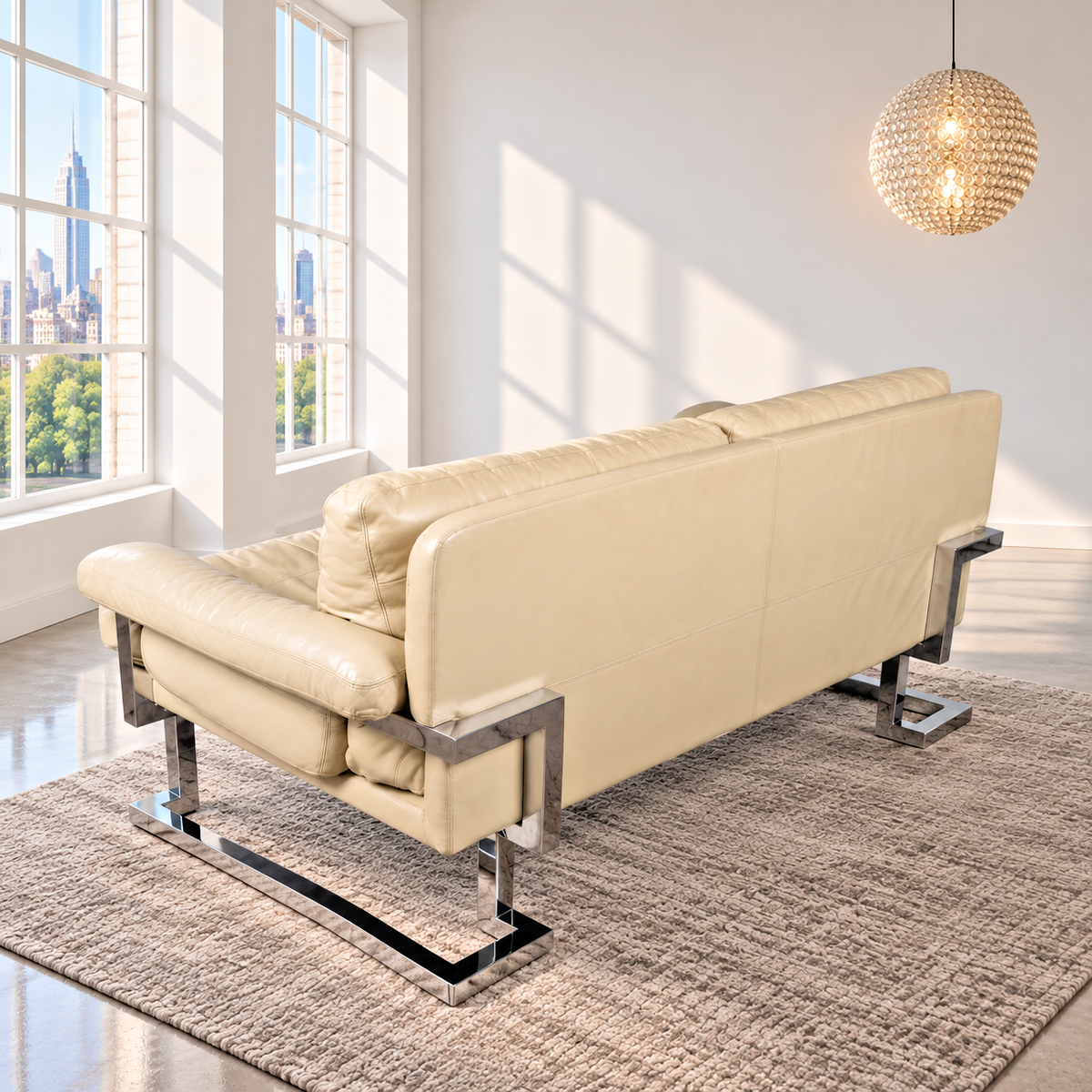 Mid Century Pieff Mandarin 2-Seater Leather Cream Sofa by Tim Bates, c.1970s (Copy) (Copy)