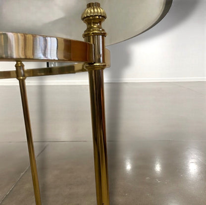 Hollywood Regency French Brass/Glass Side Table Maison Jansen Style France 1970s