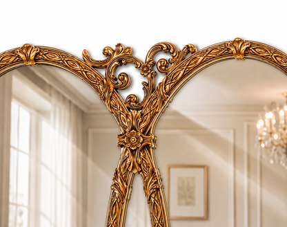 Gilt Hollywood Regency Mirror Triptych Triple Interlocking Oval Wall Bassett 1970