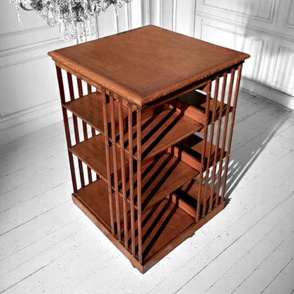 Antique Edwardian Revolving Walnut Bespoke Bookcase,1910