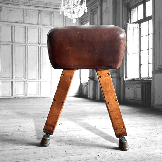 Antique Large Leather Pommel Vaulting Horse 1930's