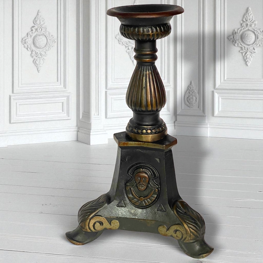 Antique Rare French “Holy Trinity” Large Altar ecclesiastic Candlestick c1880