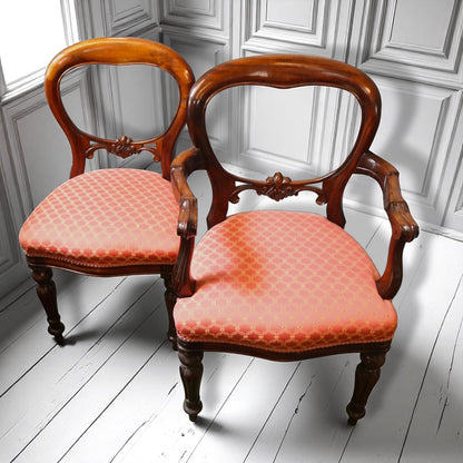 Antique Mahogany Dining Set – 10ft Wind-Out Table & 8 Balloon Back Chairs c1900
