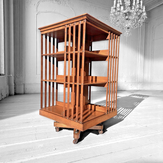 Antique Edwardian Revolving Oak Bespoke Bookcase,1910
