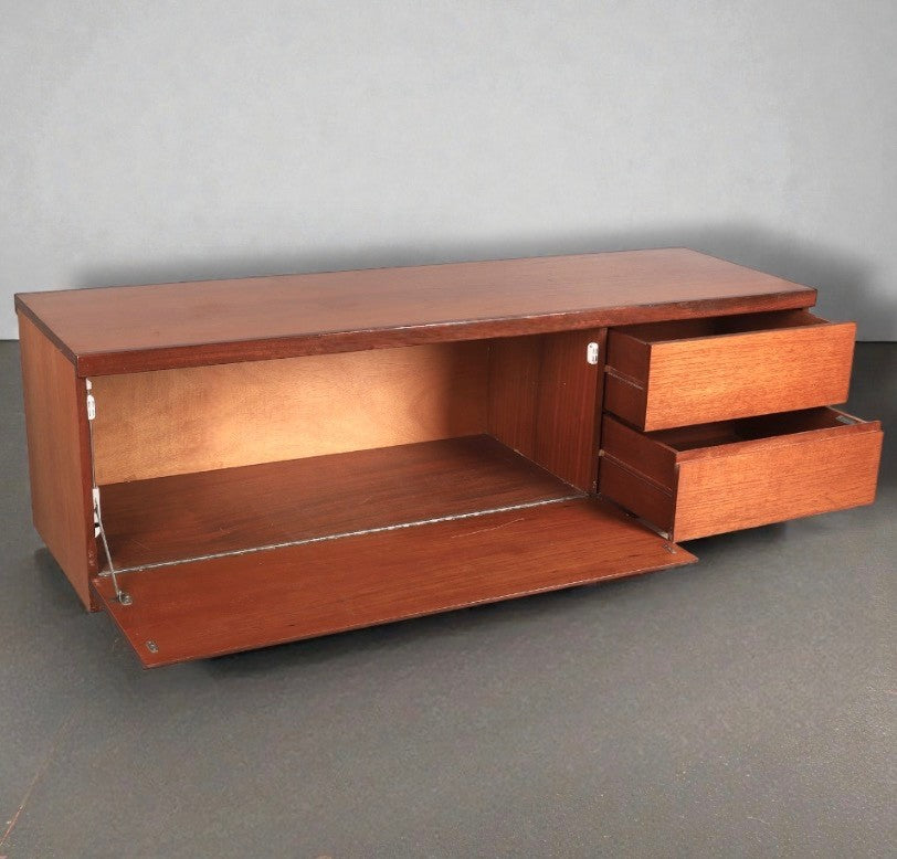 Rare White & Newton Teak Record Cabinet Low Sideboard Media Console 153cm Mid Century Modern