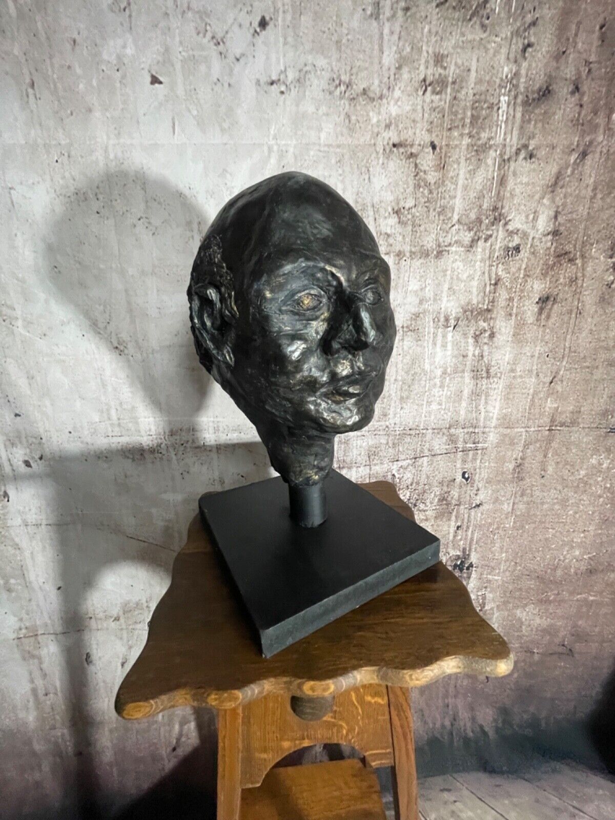 Studio Plaster Bronze Black Bust Sculpture