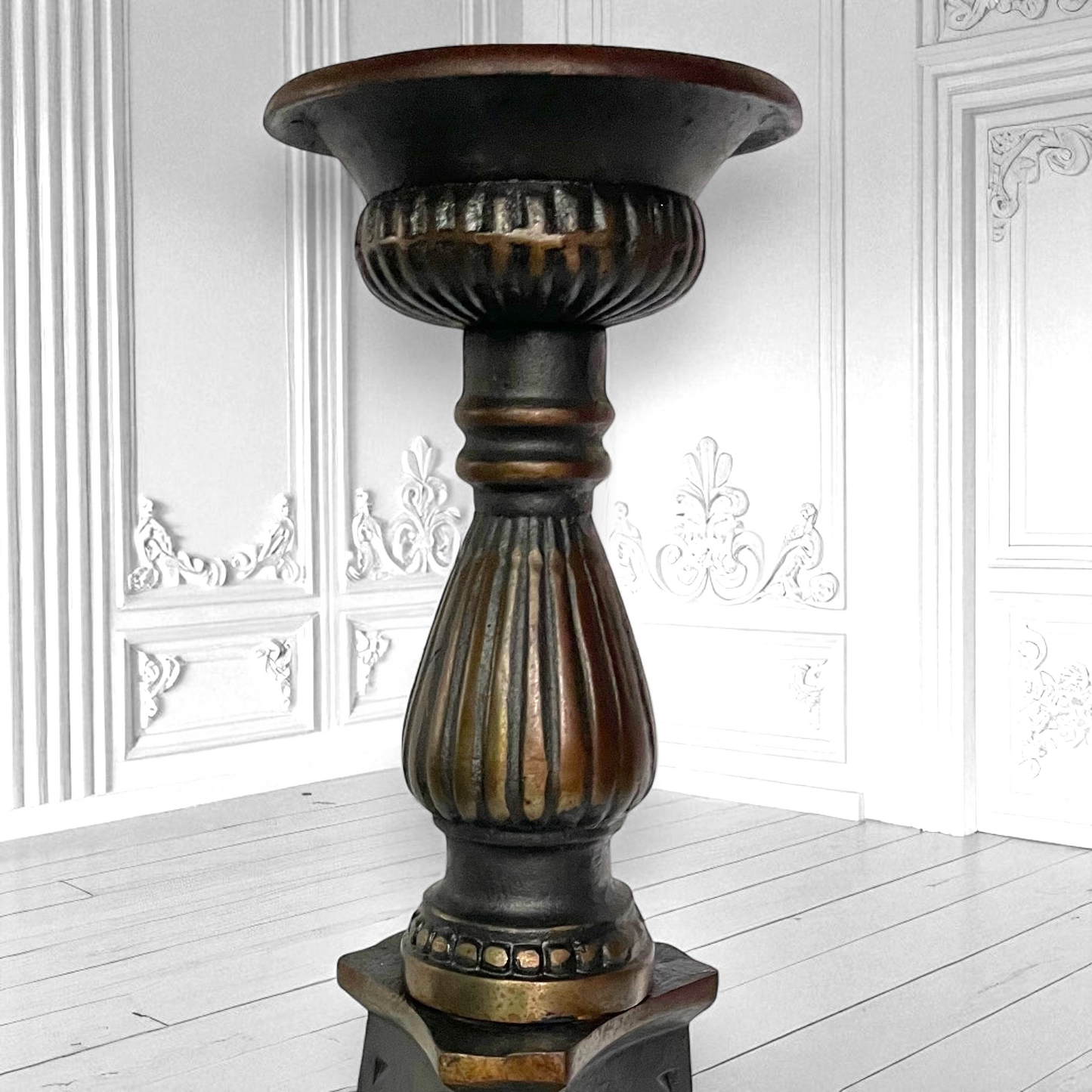 Antique Rare French “Holy Trinity” Large Altar ecclesiastic Candlestick c1880