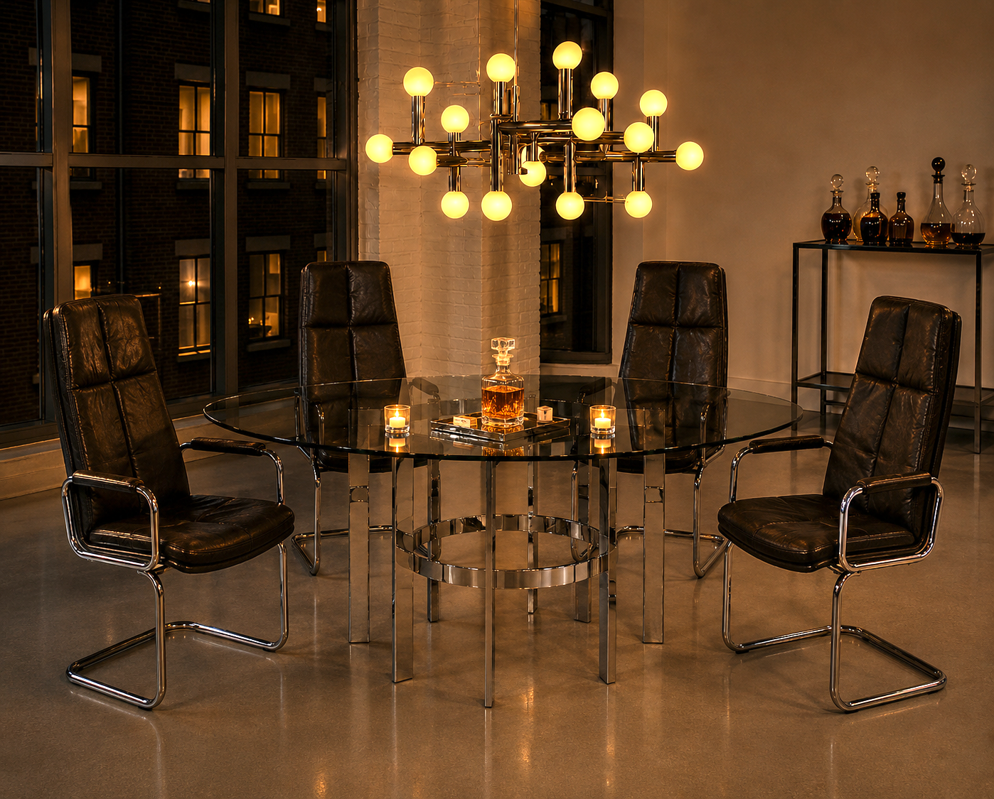 Pieff Eleganza Dark Brown Leather Dining 4 Chairs by Tim Bates 1970's (2 Carvers & 2 Chairs)