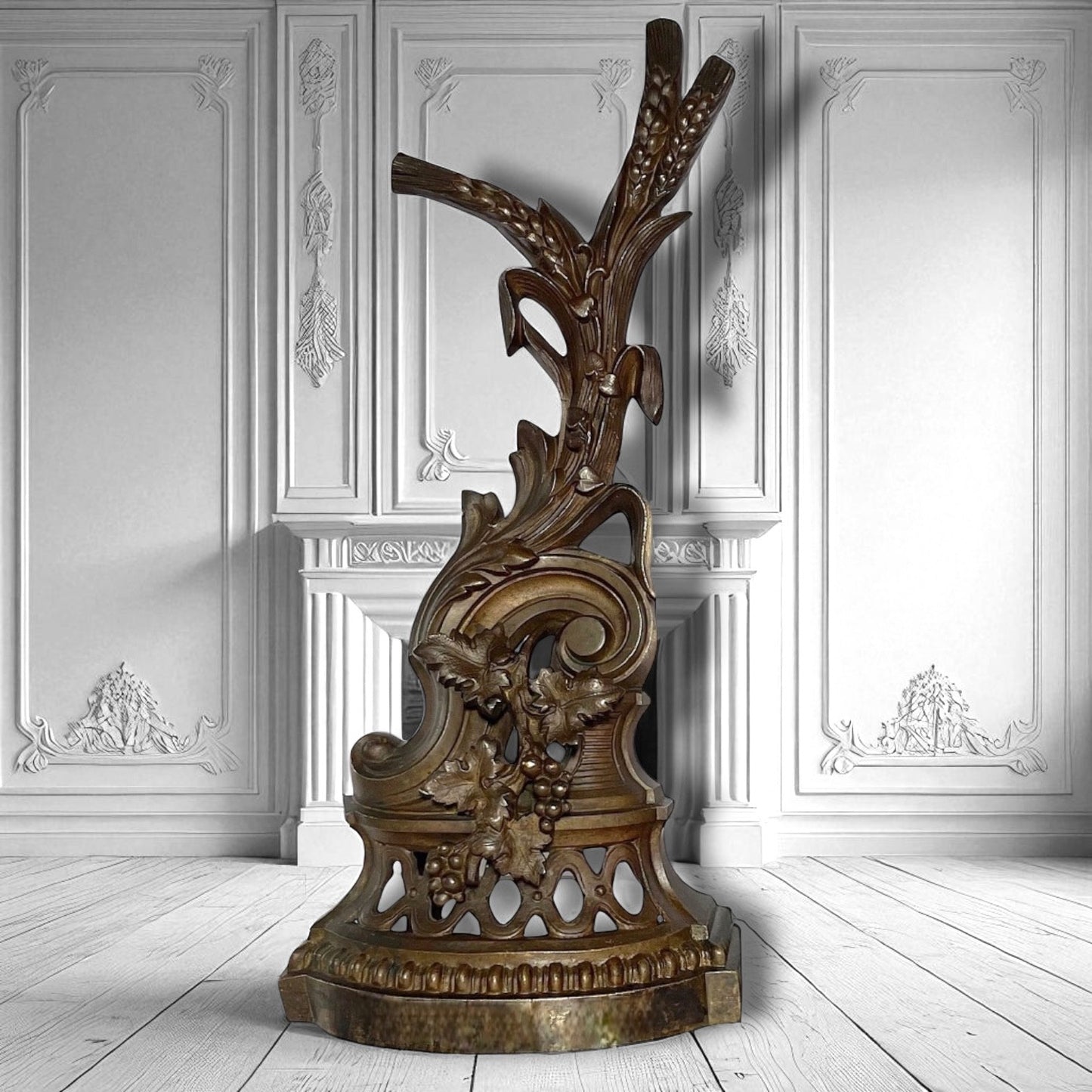 French Napoleon III 19c Chenêts Bronze Andiron Pair Of Fire Dogs