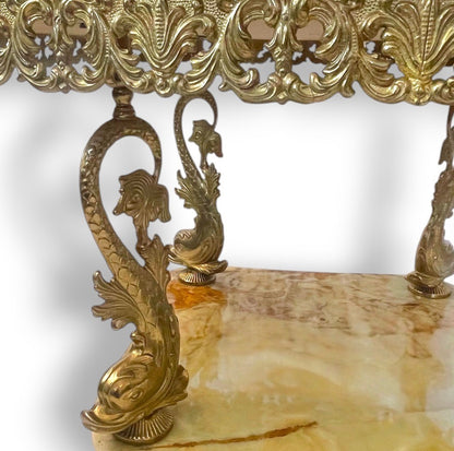 Mid Century Hollywood Regency Italian Onyx & Brass Occasional Table c.1962