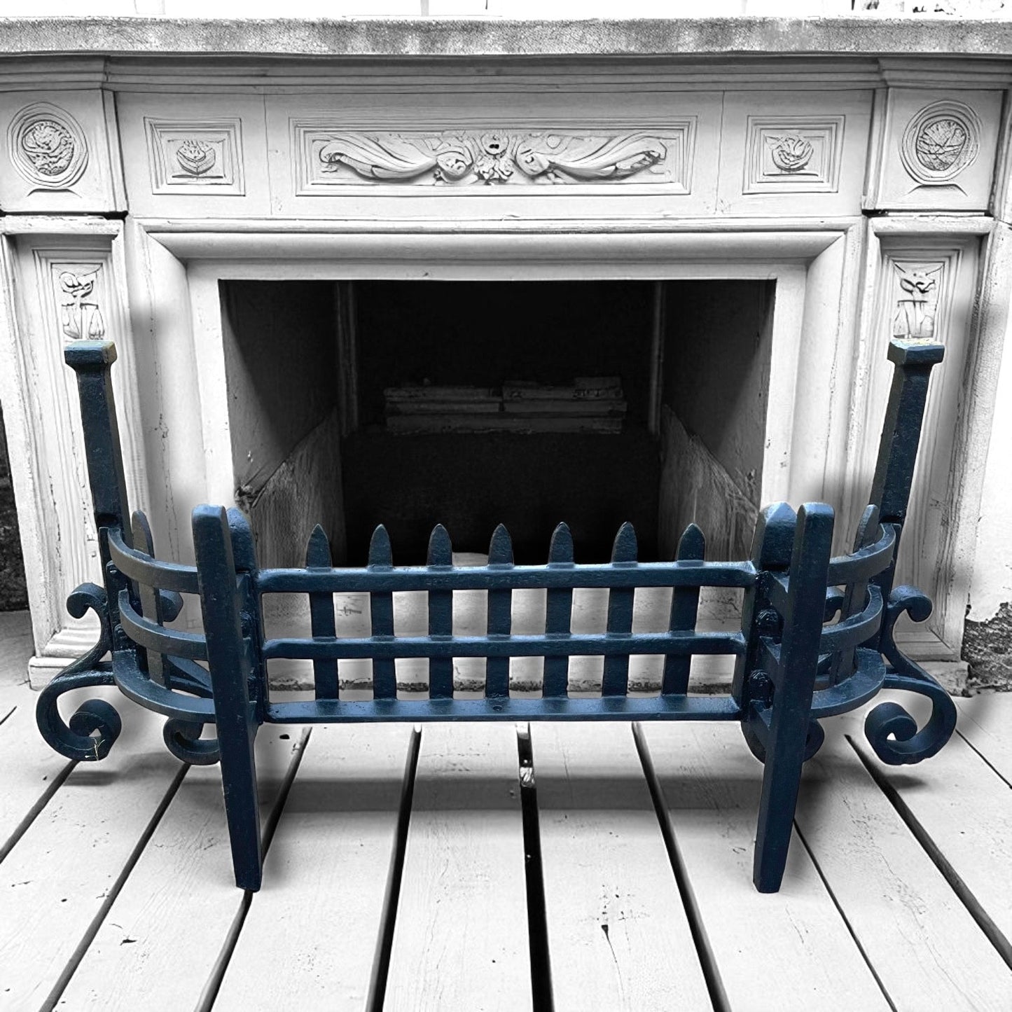 Antique Victorian large Cast Iron Fireplace Fender Fire Guard Hearth 36 Inch