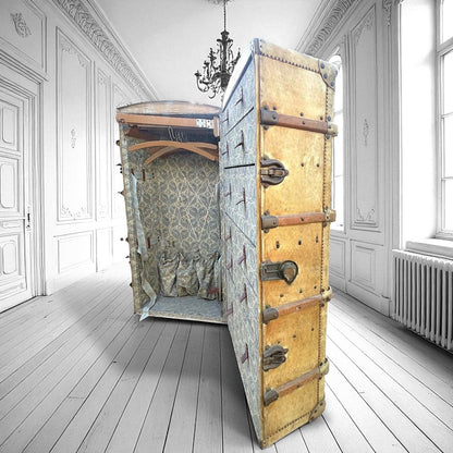 Art Deco 1920s Wardrobe Trunk Gentleman’s Antique Luggage Chest, Vintage Steamer